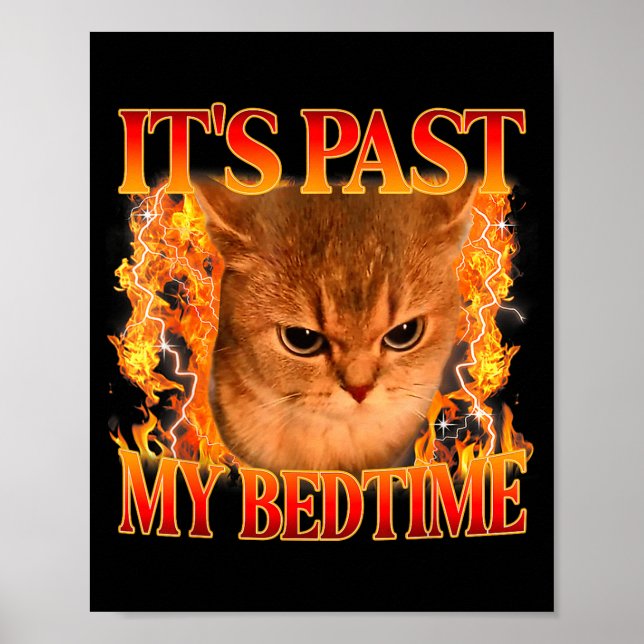 Poster It's Past My Bedtime Funny Cat Meme Animals Humor  (Frente)