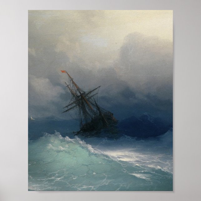 Poster Ivan Aivazovsky - Navio No Mar Tempestade (Frente)