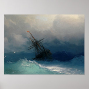 Poster Ivan Aivazovsky - Navio No Mar Tempestade