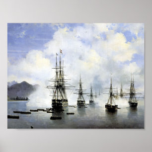 Pôster Ivan Aivazovsky - O Desembarque em Subashi
