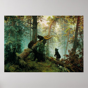 Poster Ivan Shishkin - A Manhã num Pine Fores