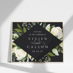 Poster Ivory Bloom Watercolor Floral Wedding Bem-vindo
