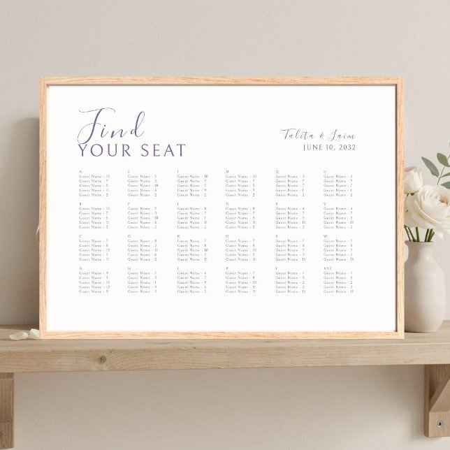 Poster Ivory | Chic Alphabet 120+ Guest Wedding Seating (Criador carregado)