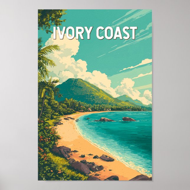 Poster Ivory Coast Illustration Travel Art Vintage (Frente)