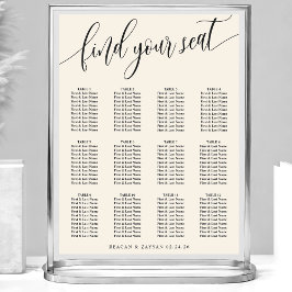 Poster Ivory Cream Simple Weding Seating Chart