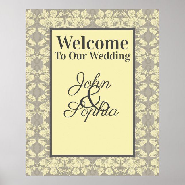 Poster Ivory e Cinza Floral (Frente)