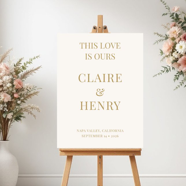 Poster Ivory Gold Minimalist Wedding Welcome Sign (Criador carregado)