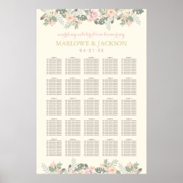 Poster Ivory Pink e Dourada Casa de Boho Floral