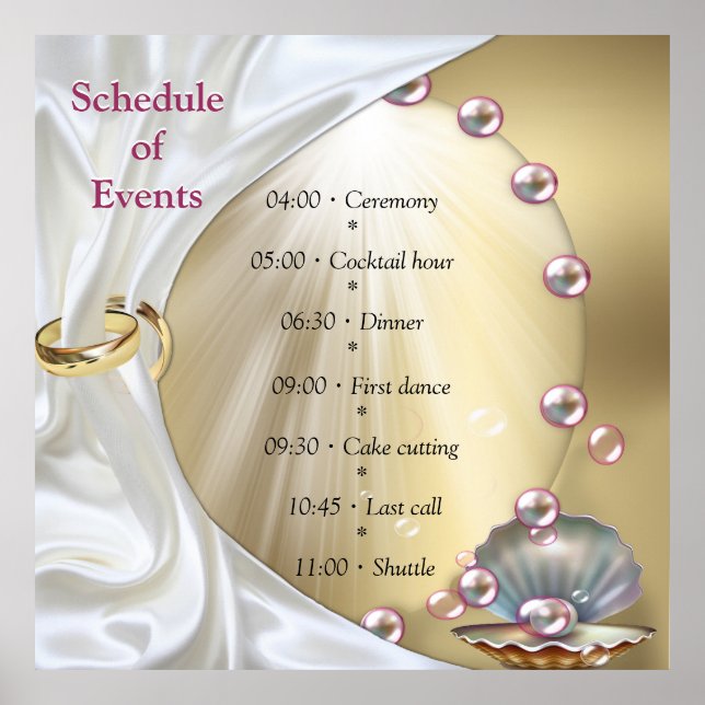 Poster Ivory Silk, Dourados rendas e pérolas e mármore (Frente)