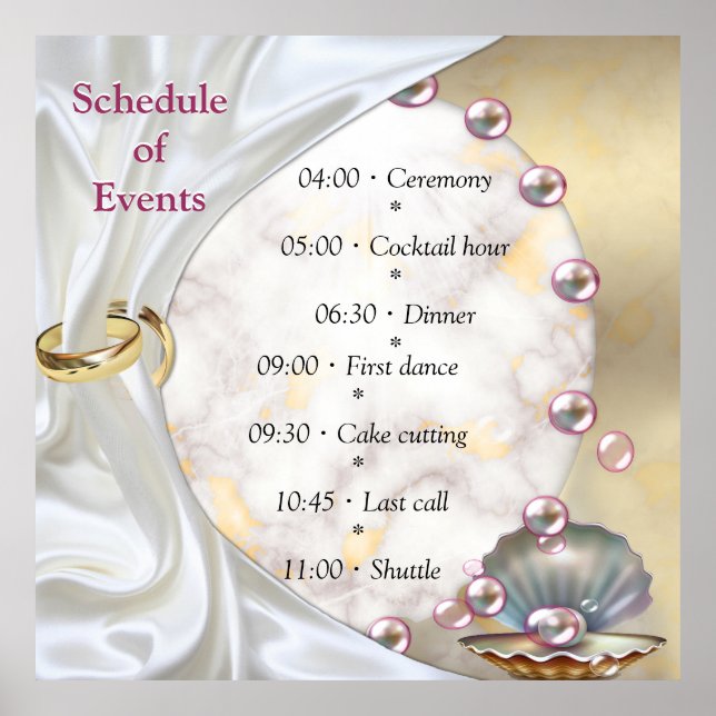 Poster Ivory Silk, Dourados rendas e pérolas e mármore (Frente)