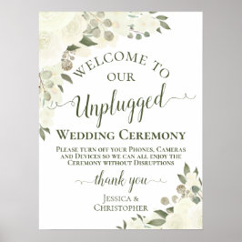 Poster Ivory White Boho Floral Unplugged Ceremony
