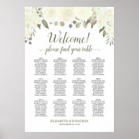Ivory White Roses 12 Gráfico de Assentos de Casame