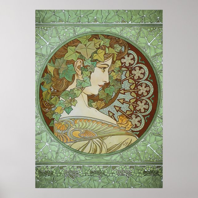 Poster Ivy por Alphonse Mucha Art Nouveau (Frente)