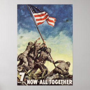 Poster Iwo Jima American War USA Raising the Colors Amer