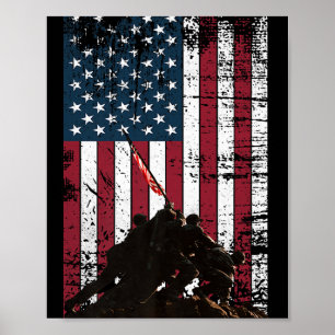 Poster Iwo Jima Flag Aumentando A Bandeira Dos Eua, Vete