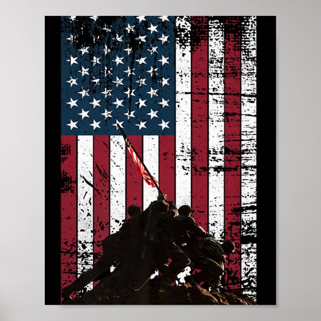 Poster Iwo Jima Flag Aumentando A Bandeira Dos Eua, Vete (Frente)