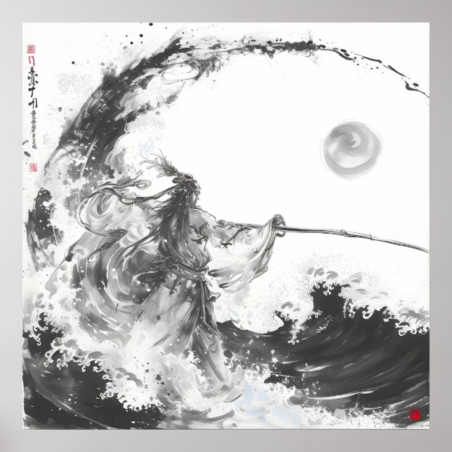 Poster Izanami e Izanagi, Lança Preta e Branca (Frente)