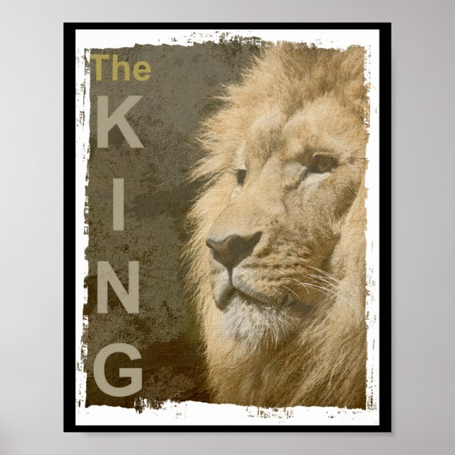 Poster Ize Modern Elegant P Art Lion Head Black  (Frente)