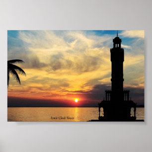 Poster Izmir Clock Tower, Sunset Turquia