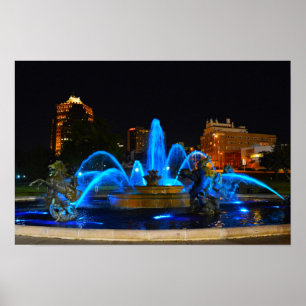 Pôster J.C. Nichols Fonte no azul, Kansas City