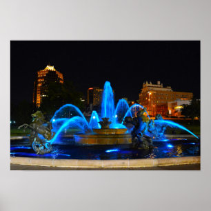 Pôster J.C. Nichols Fonte no azul, Kansas City