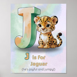 Poster J is for Jaguar – Jungle Animal Alphabet Print for