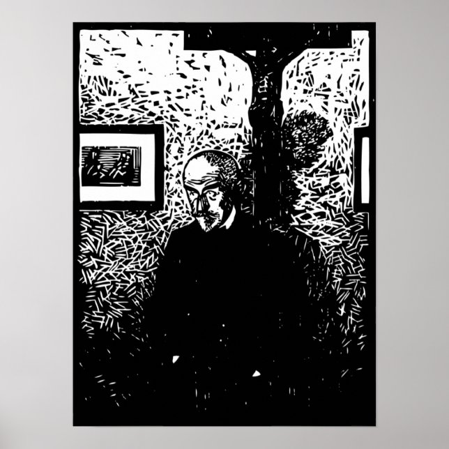 Pôster J.-K. Huysmans Woodcut (Frente)