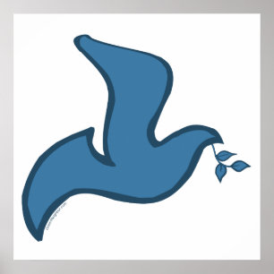 Pôster J - Pomba Azul da Silhueta da Paz