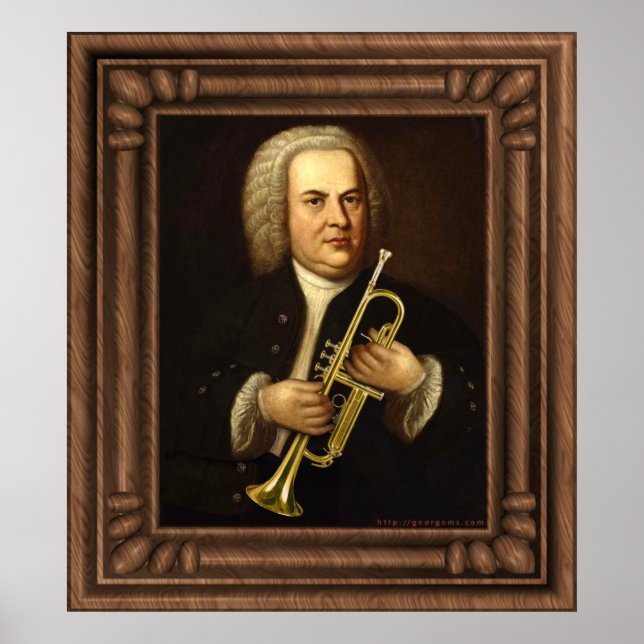 Pôster J.S. Bach com trompete (Frente)
