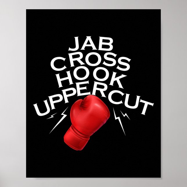 Poster Jab Cross Hook Uppercut Boxer Funny Boxin (Frente)