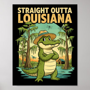 Poster Jacaré divertido da Louisiana Retrô Viagens Vida S
