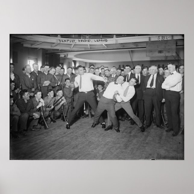 Pôster Jack Dempsey Mock Combatendo Harry Houdini (Frente)