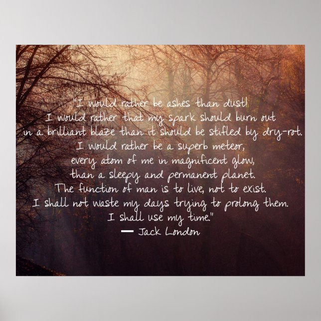 Pôster Jack London Cote sobre a vida! (Frente)