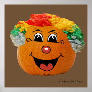 Poster Jack o' Lantern Clown Face, Halloween Pumpkin