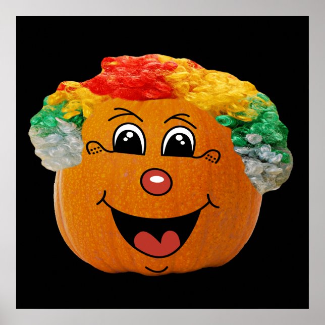 Poster Jack o' Lantern Clown Face, Halloween Pumpkin (Frente)