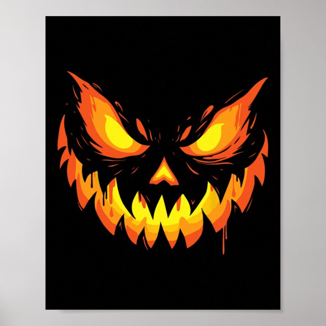 Poster Jack O Lanterna Assustado Pumpkin Esculpido No Dia (Frente)