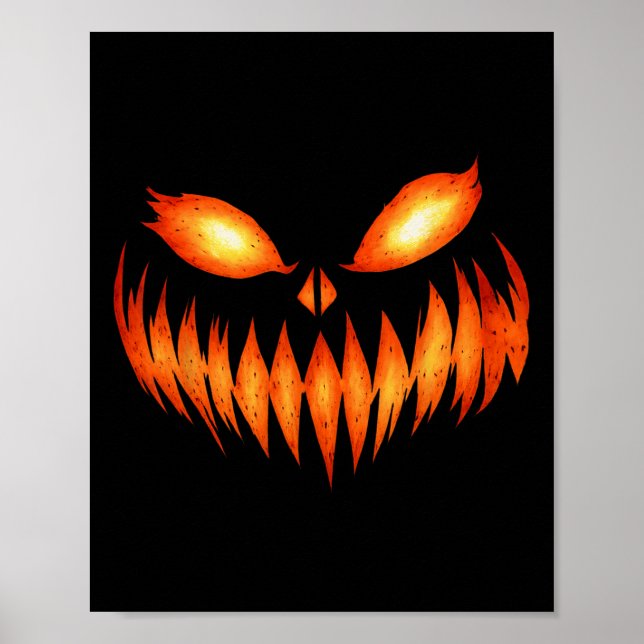 Poster Jack O Lanterna Assustador Pumpkin Face Halloween  (Frente)