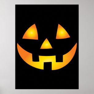 Poster Jack O Lanterna Assustador Pumpkin Rosto Halloween