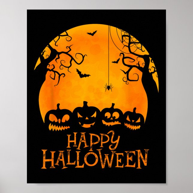 Poster Jack O Lanterna Face Feliz Halloween Pumpkins Men  (Frente)