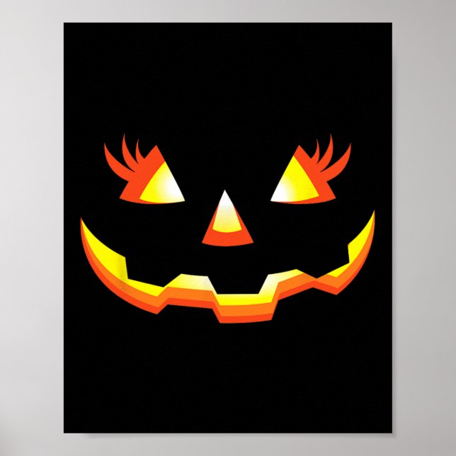 Poster Jack O Lanterna Face Pumpkin Eyelashes Halloween C (Frente)