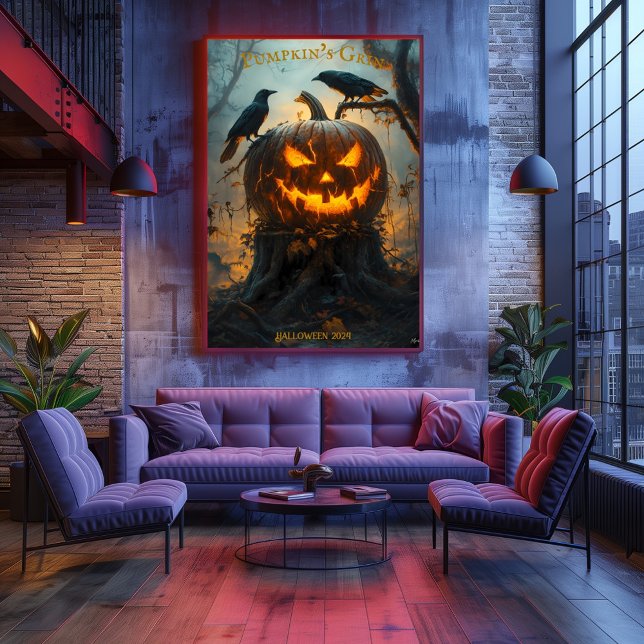 Poster Jack-O'-Lanterna Halloween com Pumpkin brilhante (Criador carregado)