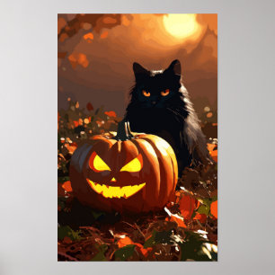 Poster Jack-o-lanterno e Gato Negro