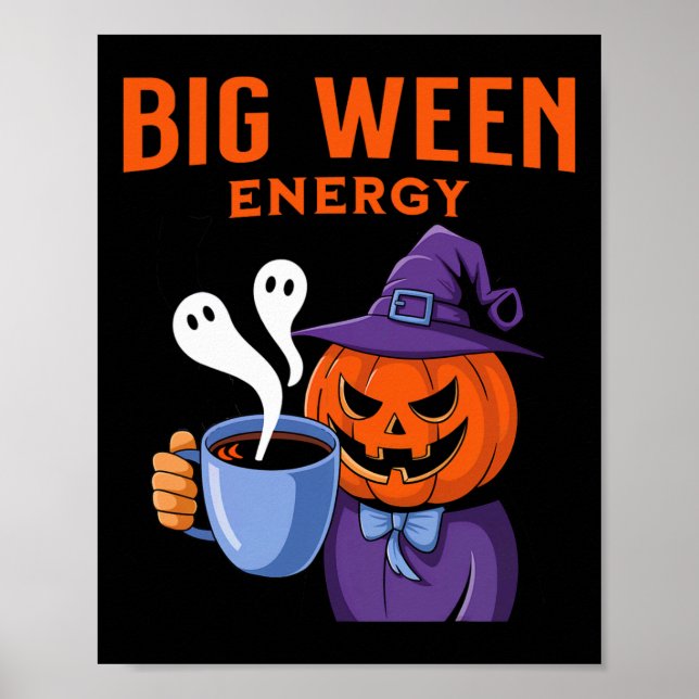Poster Jack-o-lanterno Halloween Grande Energia Para Café (Frente)
