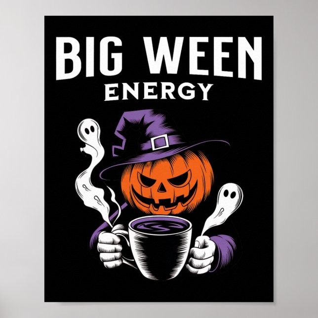 Poster Jack-o-lanterno Halloween Grande Energia Para Café (Frente)
