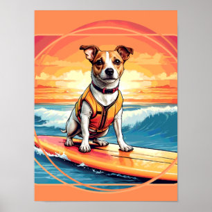 Poster Jack Russel Terrier Surfando