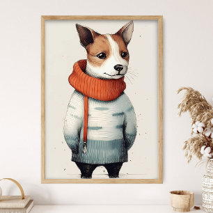 Poster Jack Russell em Estampa de Suéter, Decoração de Ca