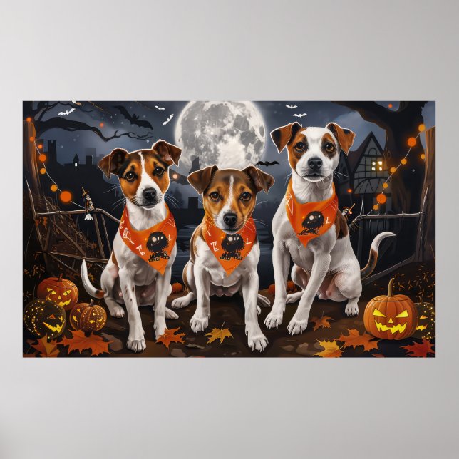 Poster Jack Russell Halloween Assustador (Frente)