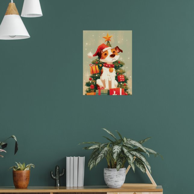 Poster Jack Russell Terrier com Árvore de Natal e Present (Sala de Estar 1)