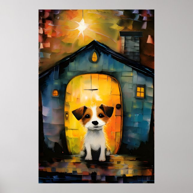 Poster Jack Russell Terrier Puppy em sua casa confortável (Frente)
