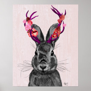 Pôster Jackalope with Pink Antlers